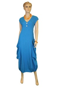 Платье в стиле бохо [Арт. 4-071-143] лазурно-синий